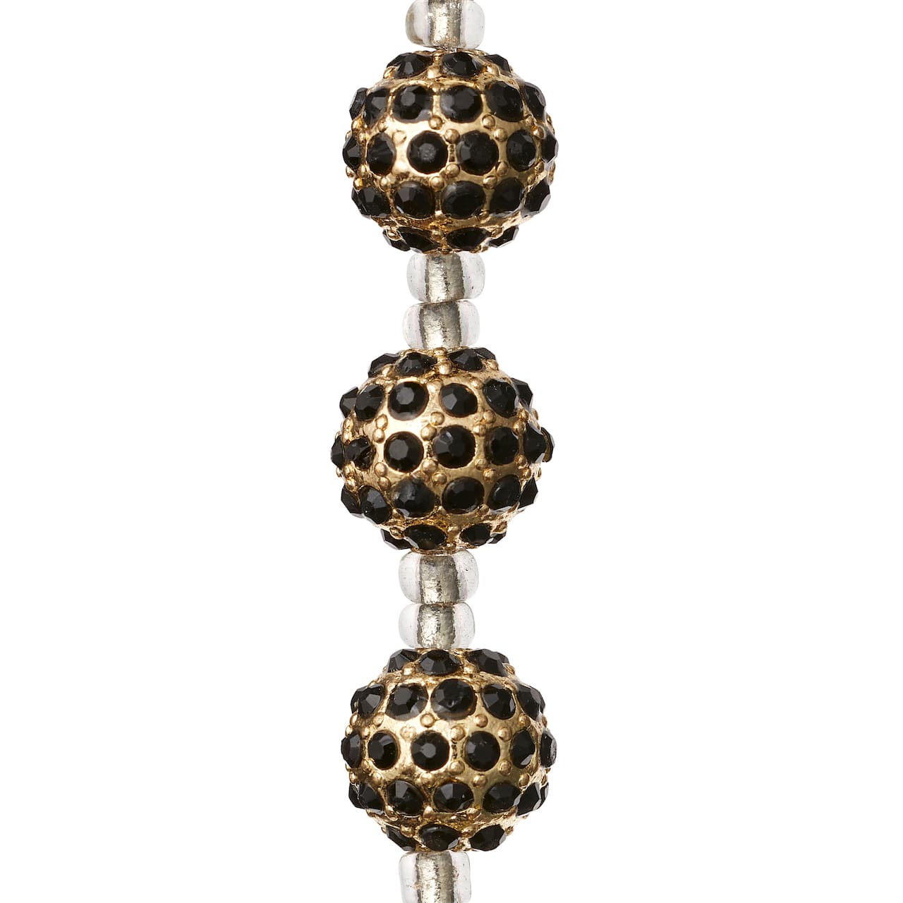Black & Gold Metal Rhinestone Round Beads, 10mm by Bead Landing™